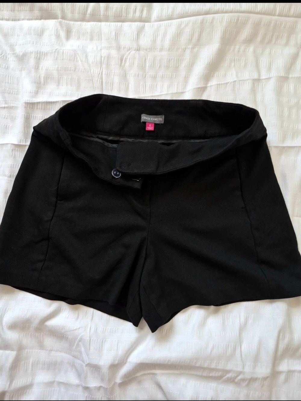 Vince Camuto Black High-Waist Fold-Over Shorts Size 6